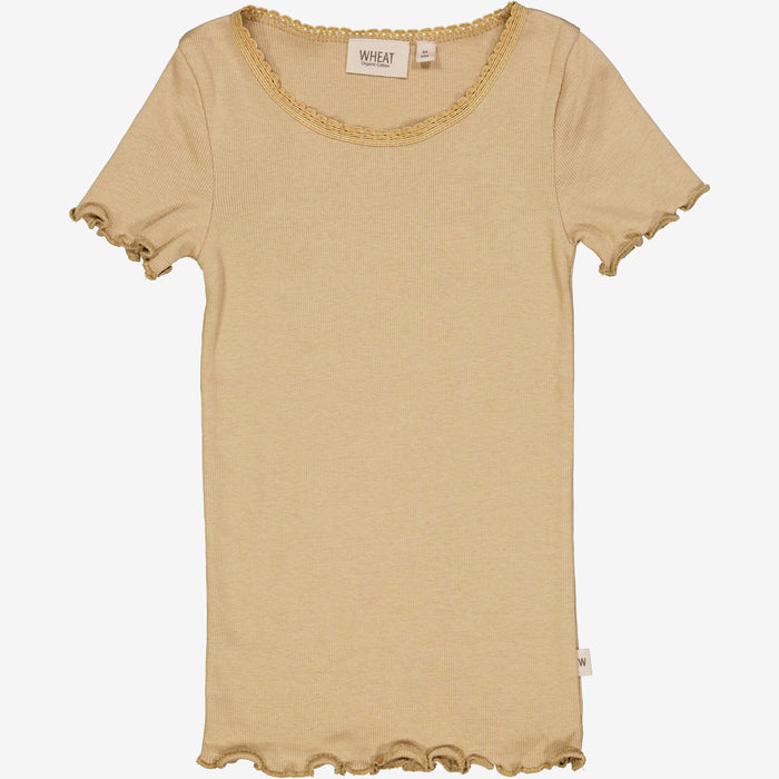 Wheat Main Rib T-Shirt Lace SS Jersey Tops and T-Shirts 3308 latte