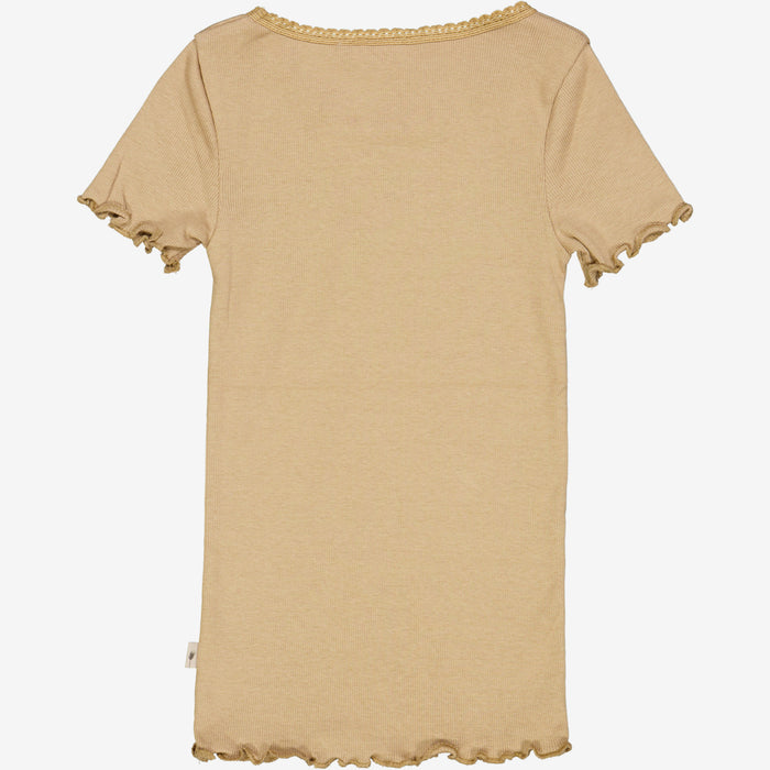 Wheat Main Rib T-Shirt Lace SS Jersey Tops and T-Shirts 3308 latte