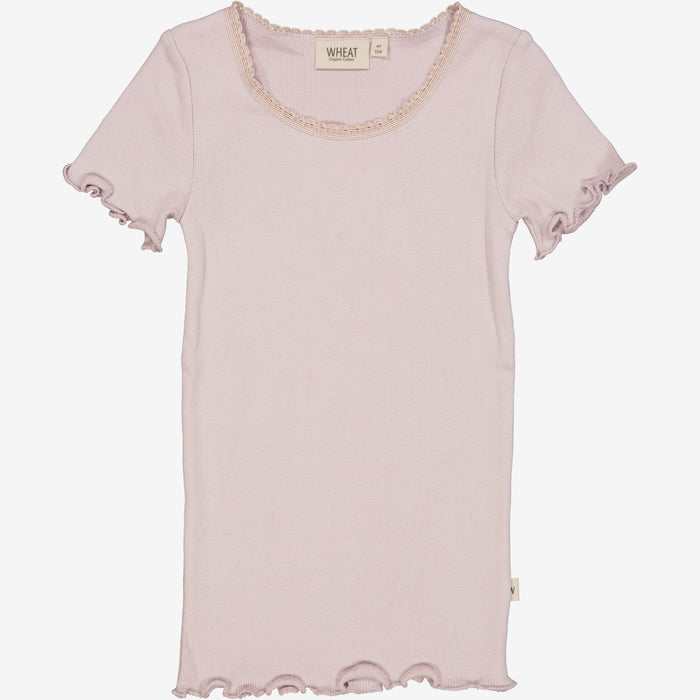 Wheat Main Rib T-Shirt Lace SS Jersey Tops and T-Shirts 1354 soft lilac