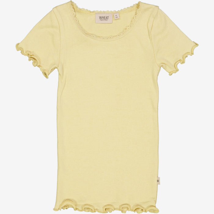 Wheat Main Rib T-Shirt Lace SS Jersey Tops and T-Shirts 5106 yellow dream