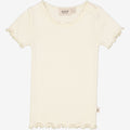 Wheat Main Rib T-Shirt Lace SS | Baby Jersey Tops and T-Shirts 3129 eggshell