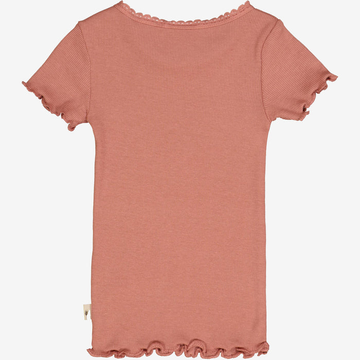 Wheat Main Rib T-Shirt Lace SS | Baby Jersey Tops and T-Shirts 2021 old rose
