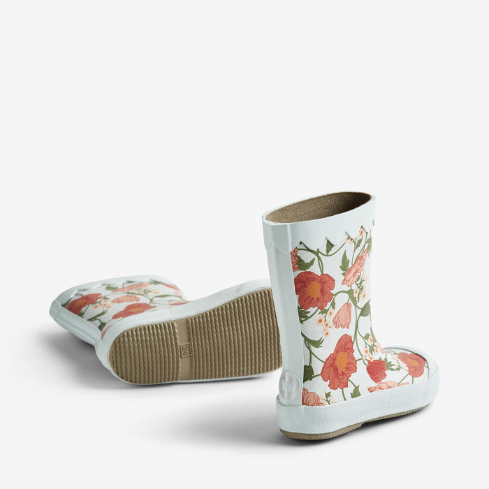 Wheat Footwear Rubber Boot Muddy Print Wavy Rubber Boot 1481 blue flowers