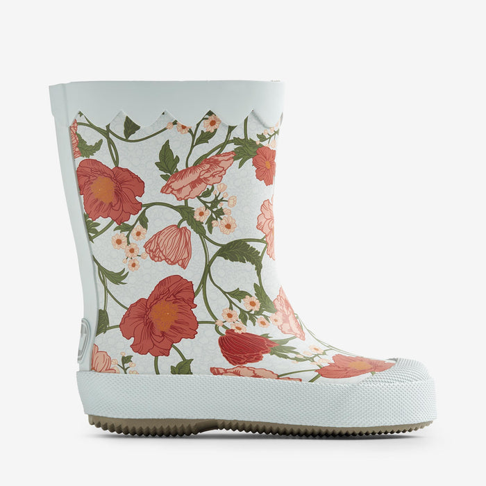 Wheat Footwear Rubber Boot Muddy Print Wavy Rubber Boot 1481 blue flowers