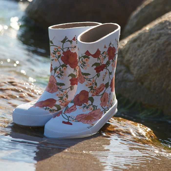 Wheat Footwear Rubber Boot Muddy Print Wavy Rubber Boot 1481 blue flowers