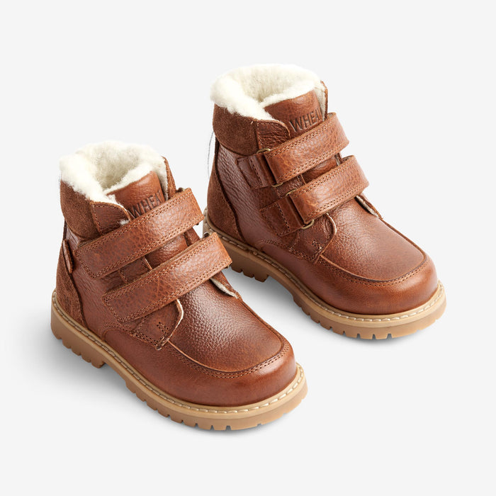 Wheat Footwear Stewie Tex Velcro Leather Winter Footwear 9002 cognac