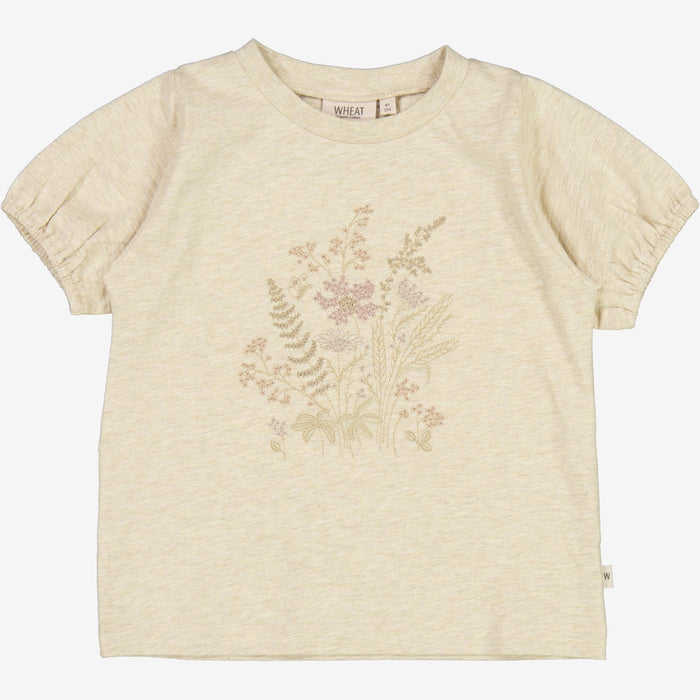 Wheat Main T-Shirt Flower Embroidery Jersey Tops and T-Shirts 9109 buttermilk melange