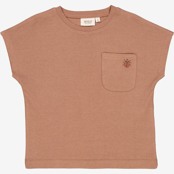 Wheat Main T-Shirt Ladybug Embroidery Jersey Tops and T-Shirts 2102 vintage rose