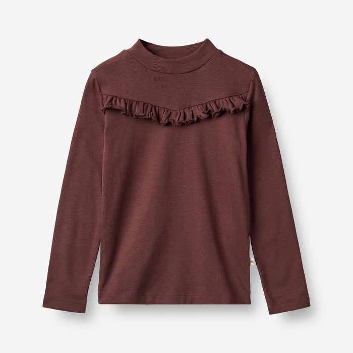 Wheat Main T-Shirt Rib LS Rosetta Jersey Tops and T-Shirts 2118 aubergine