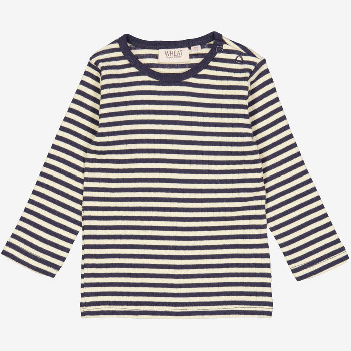 Wheat Main  T-Shirt Striped LS | Baby Jersey Tops and T-Shirts 1387 midnight stripe