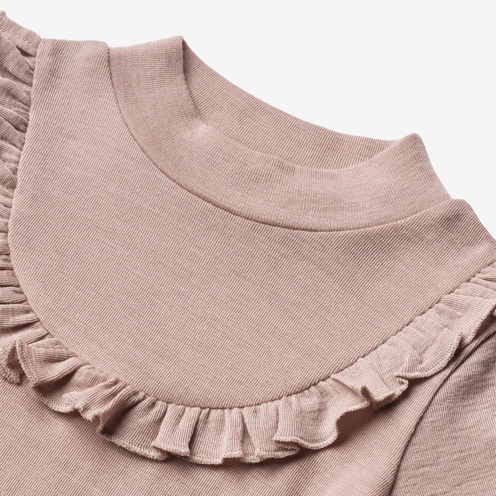 Wheat Wool T-shirt Wool Ruffle LS Jersey Tops and T-Shirts 2086 dark powder