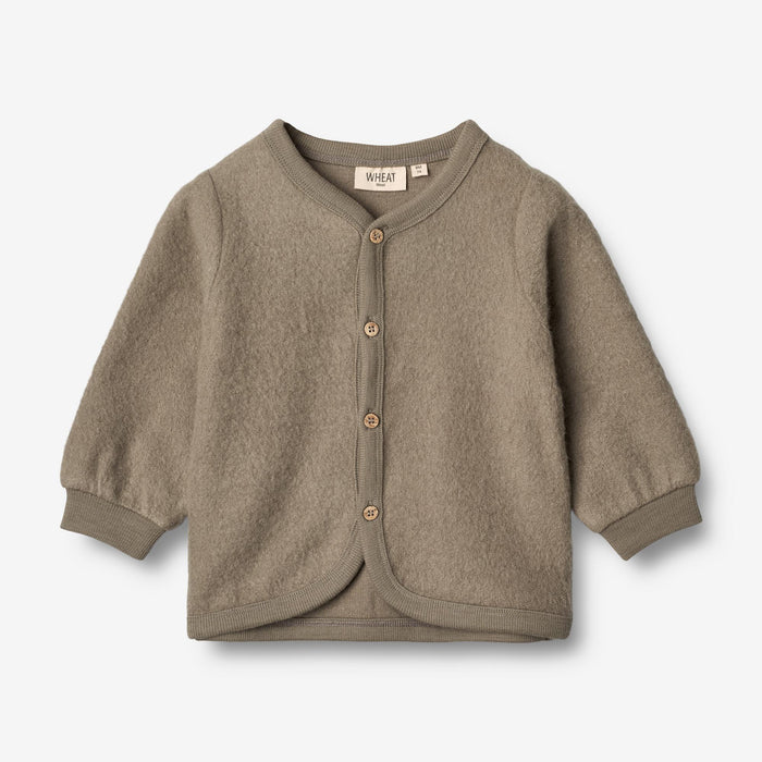 Wheat Wool Wool Fleece Cardigan | Baby Sweatshirt 0099 grey stone