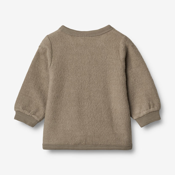 Wheat Wool Wool Fleece Cardigan | Baby Sweatshirt 0099 grey stone