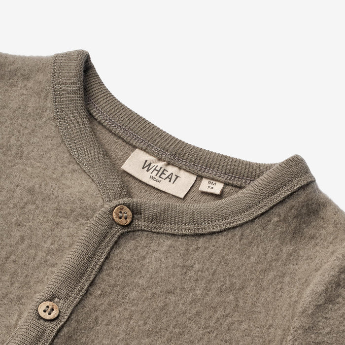Wheat Wool Wool Fleece Cardigan | Baby Sweatshirt 0099 grey stone