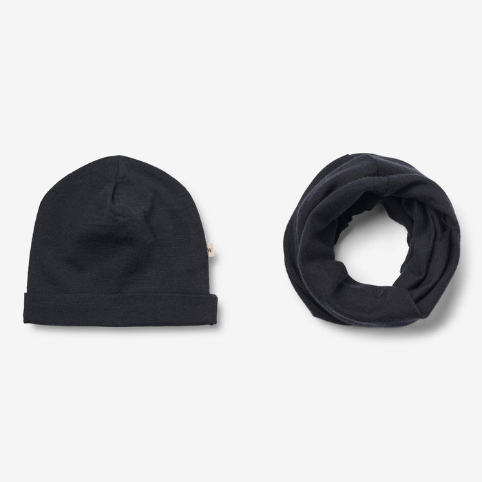 Wheat Wool Wool Hat & Neckwarmer Arta Accessory 1432 navy