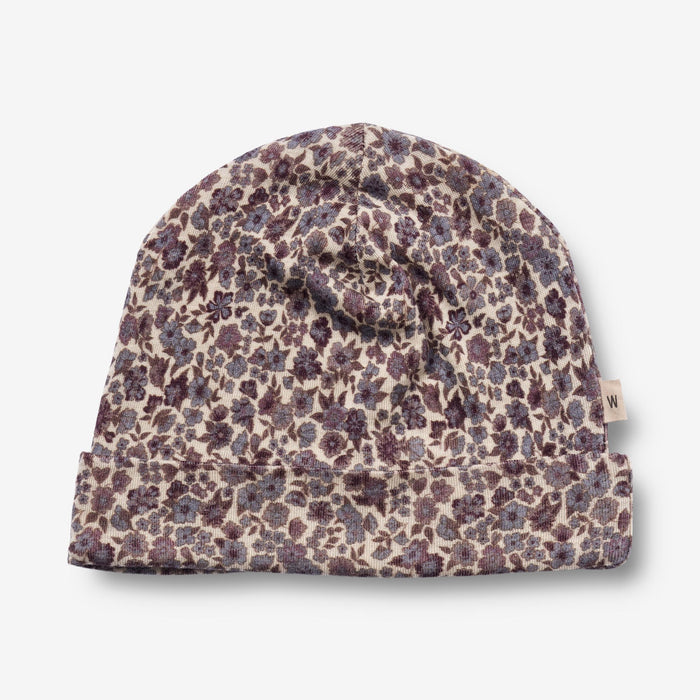 Wheat Wool Wool Hat & Neckwarmer Arta Accessory 1493 purple flowers