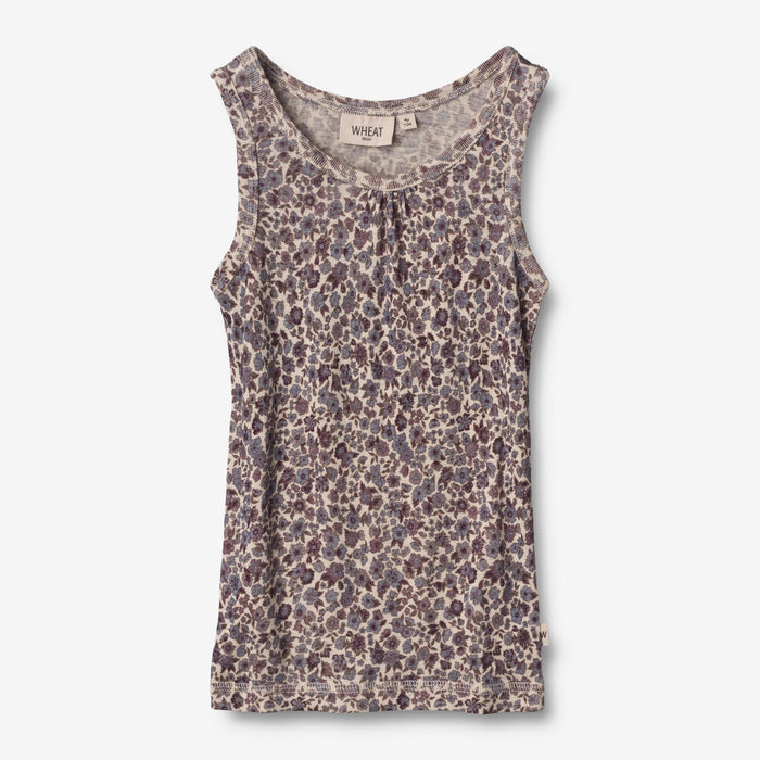 Wheat Wool Wool Singlet Elga Underwear/Bodies 1493 purple flowers