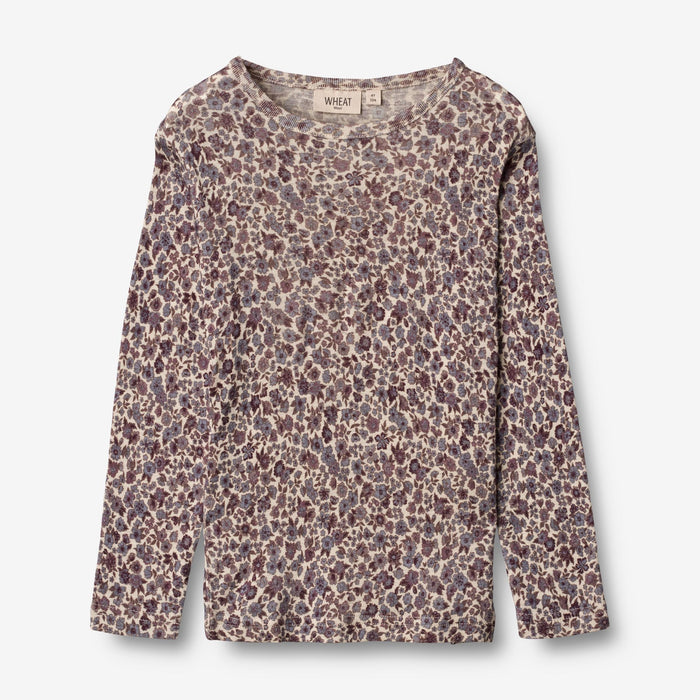 Wheat Wool Wool T-Shirt LS Jersey Tops and T-Shirts 1493 purple flowers